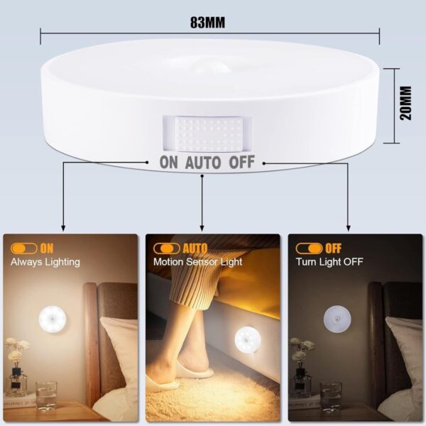 USB Charging Wireless Adhesive Motion Sensor LED Light (Pack of 2) (White) - Image 4