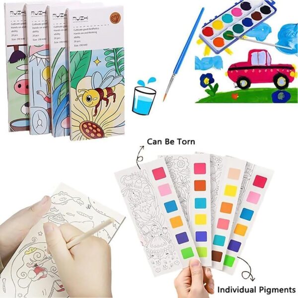 Watercolor Painting Notepad with Paintbrush Set Of 2 - Image 4