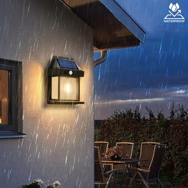 Solar Powered Motion Sensor Wall LED Lamp (Warm Yellow) - Image 7