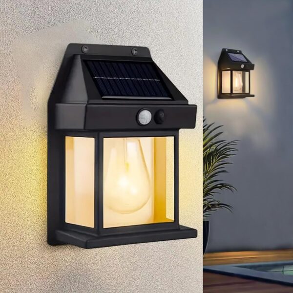 Solar Powered Motion Sensor Wall LED Lamp (Warm Yellow)